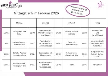 Die aktuelle Speisekarte für den Mittagstisch - gültig für den laufenden Monat