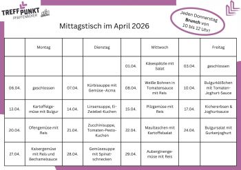 Die aktuelle Speisekarte für den Mittagstisch - gültig für den laufenden Monat